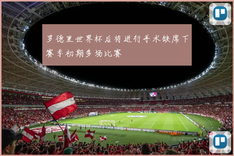罗德里世界杯后将进行手术缺席下赛季初期多场比赛